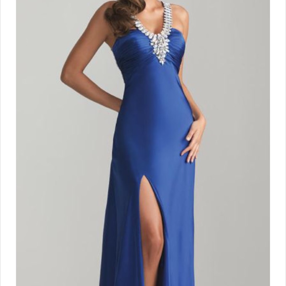 Night Moves Scoop Back Formal Dress in Royal Blue